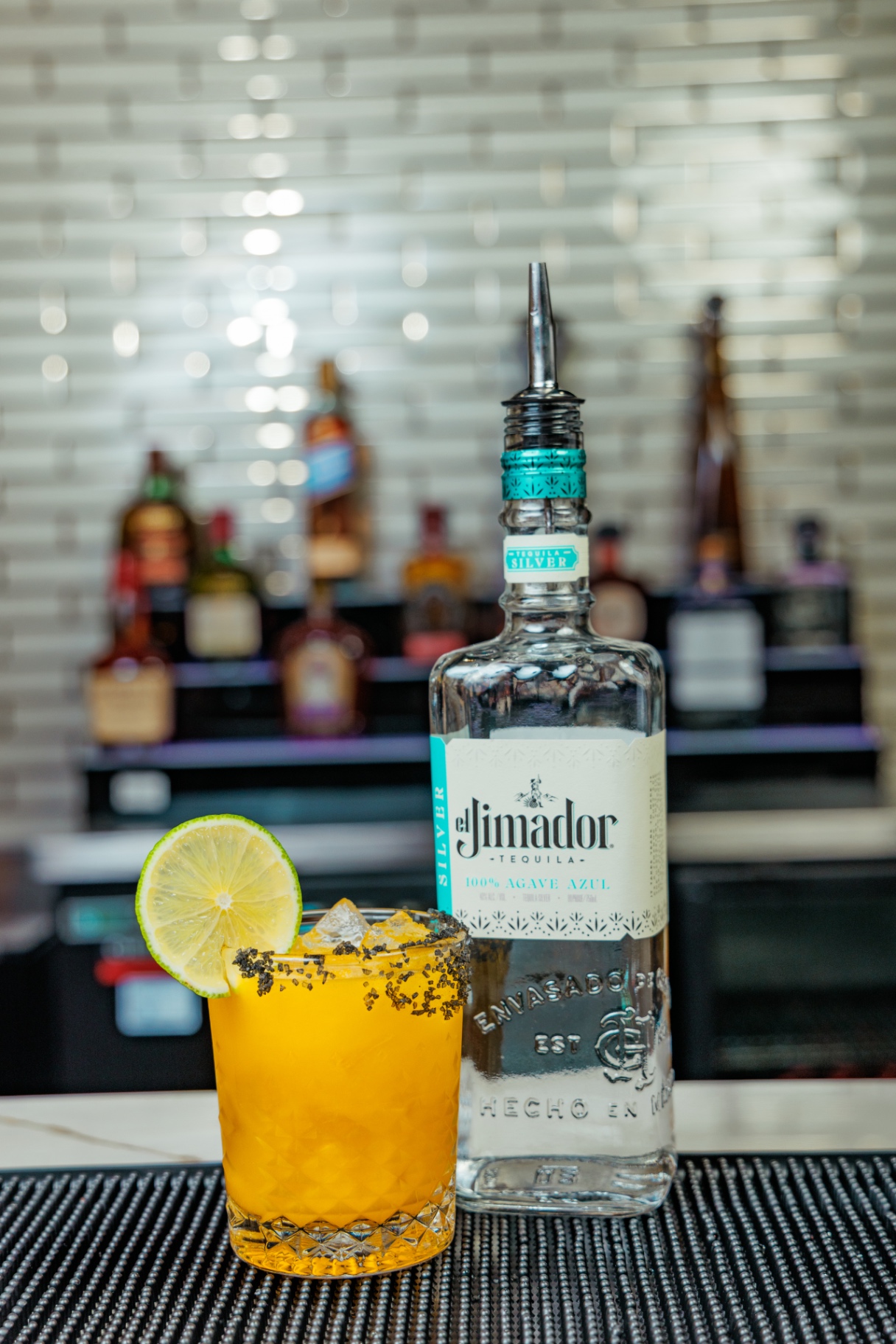 Tequila margarita on the rocks with El Jimador silver tequila